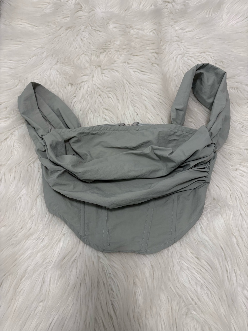 Missguided Date Night Light Gray Draped Corset Crop Top